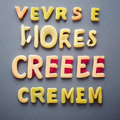 Prompt: words made of ice cream