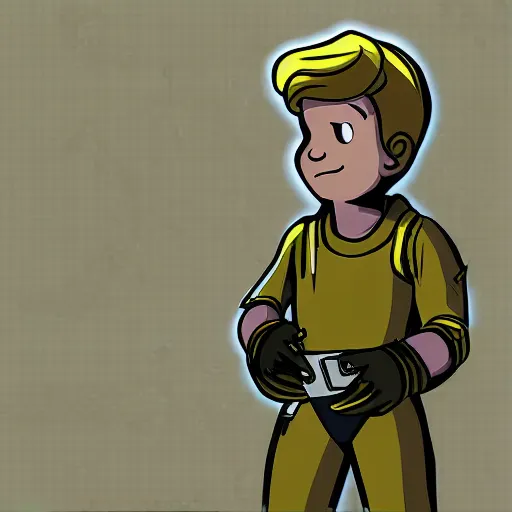 Prompt: digital art of vault boy from fallout 3 game,