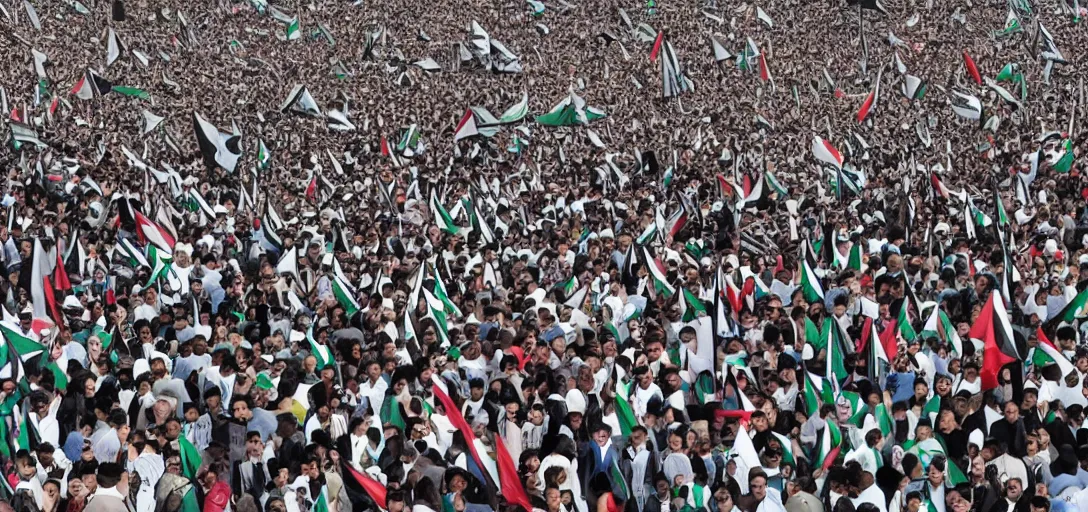 Prompt: Hyper-realistic photograph of millions of Palestinians invade Telavic