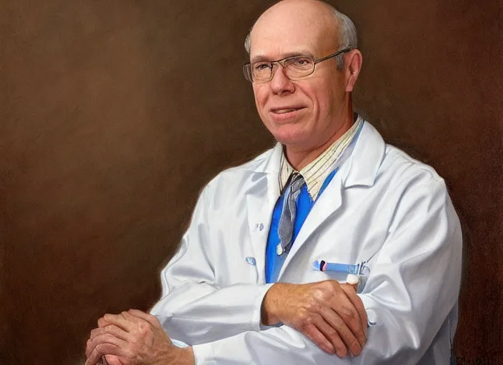 Image similar to a highly detailed professional portrait of a cardiologist, james gurney, james jean