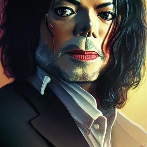 Prompt: Michael Jackson as John Wick, western, D&D, fantasy, intricate, elegant, highly detailed, digital painting, artstation, concept art, matte, sharp focus, illustration, art by Artgerm and Greg Rutkowski and Alphonse Mucha