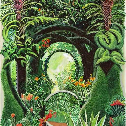 Image similar to a portal in a garden, by roberto burle marx