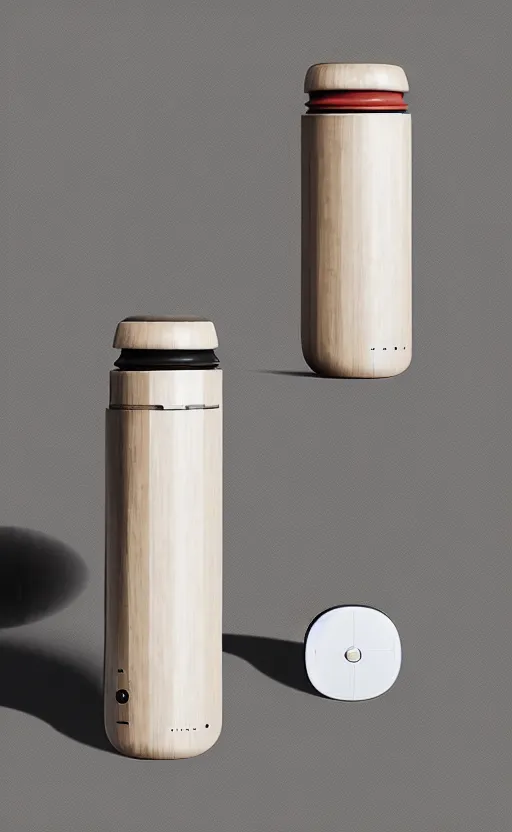 Prompt: a stylish handheld electric beverage mixer ; natural materials ; industrial design ; behance ; le manoosh ; pinterest ; if design award ; reddot design award