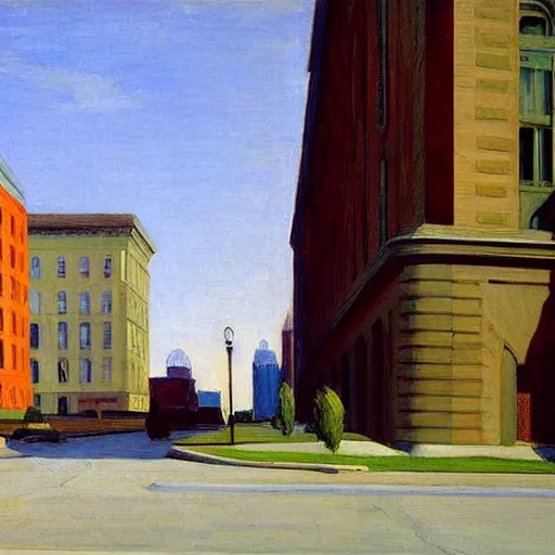 Prompt: a beautiful painting of Columbus Ohio by Edward hopper