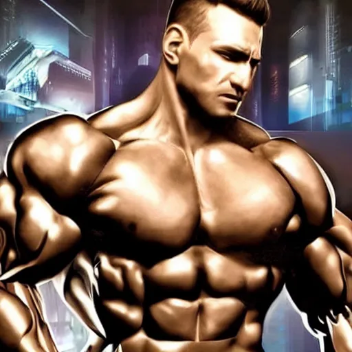 Image similar to a realistic detailed photo of a bodybuilder who is also a male android, Chris Redfield, shiny skin, posing robotically. blank stare