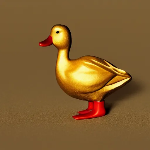 Image similar to a duck, the duck is wearing a gold necklace