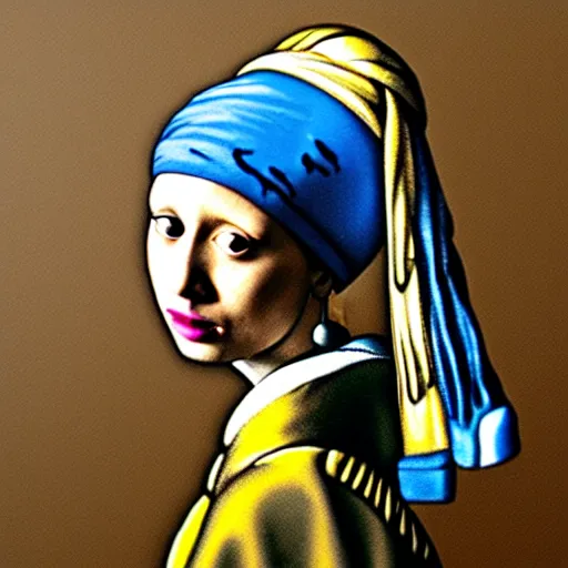 Image similar to cookie monster as girl with pearl earring