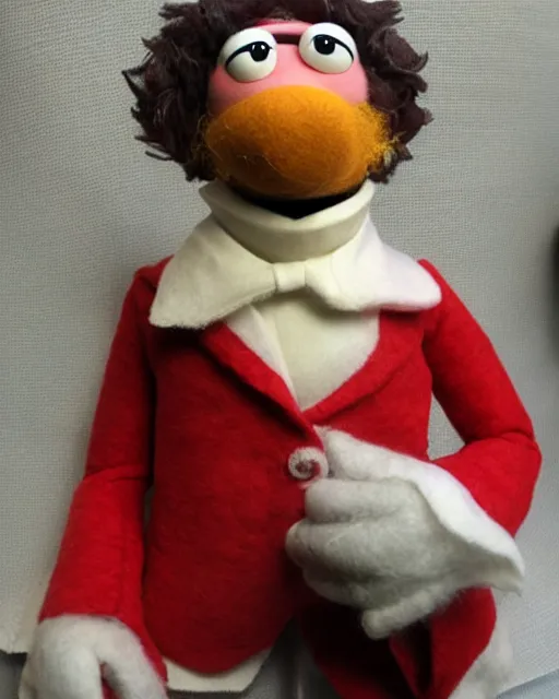 Image similar to marx as a muppet. highly detailed felt. hyper real photo. 4 k.