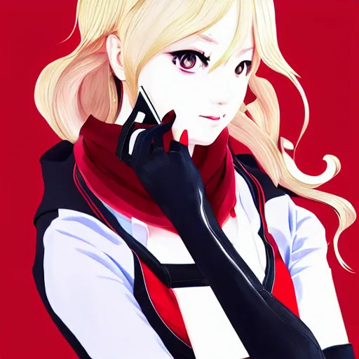 Image similar to Ann Takamaki from Persona 5, anime, elegant, 2d, ultra highly detailed, digital painting, smooth, sharp focus, artstation, portrait art by Ilya Kuvshinov