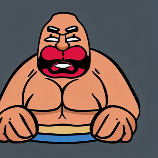 Image similar to tugboat the wrestler giving a peace sign in the japanese style, photorealistic
