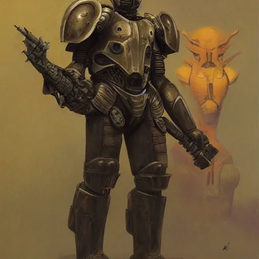 Image similar to soldier in mayan power armor by j. c. leyendecker, barlowe, makoto kobayashi, greg rutkowski, and beksinski