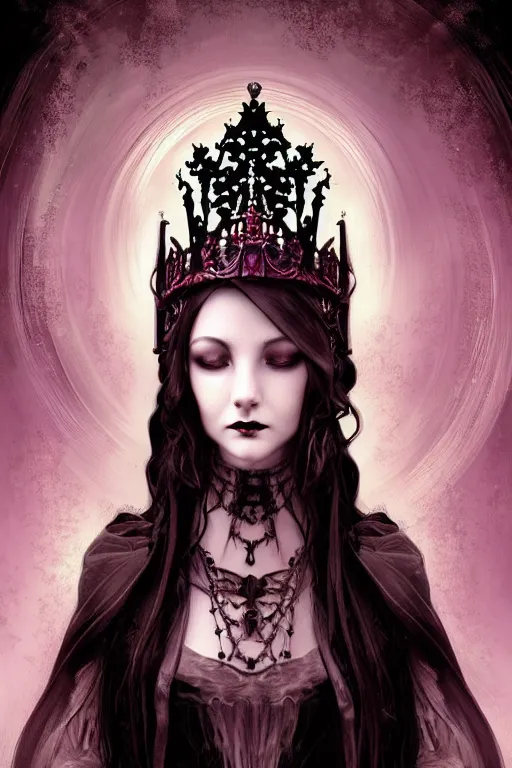 Image similar to beautiful gothic and victorian and luxury and evil young medieval dark crown princess portrait like +smoky eyes+front face with light flowing hair, ultradetail face, art and illustration by tian zi and craig mullins and miqi and alphonse mucha, fantasy, intricate complexity, human structure, human anatomy, fantasy character concept, dynamic lighting, neon light, ssci-fi, watermark, blurry, hyperrealism 8k