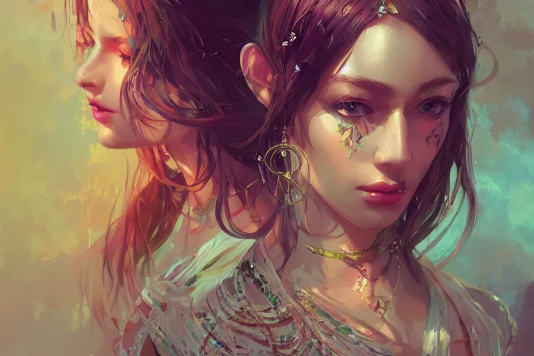 Image similar to a beautiful bohemian girl, intricate, highly detailed, digital painting, Pixiv, Artstation, official media, anime key visual, concept art, rich vivid colors, ambient lighting, sharp focus, illustration, art by WLOP