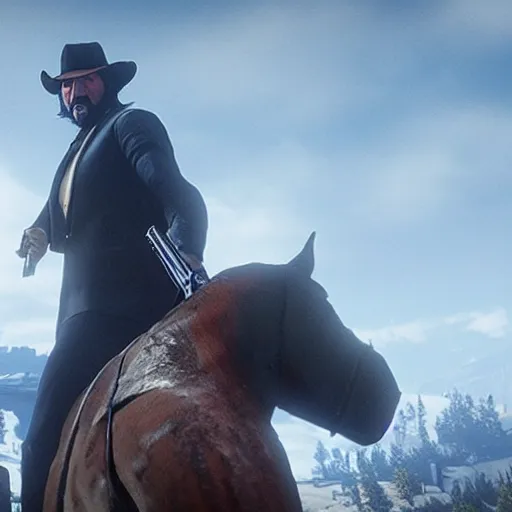 Image similar to John wick in Red dead redemption 2 movie