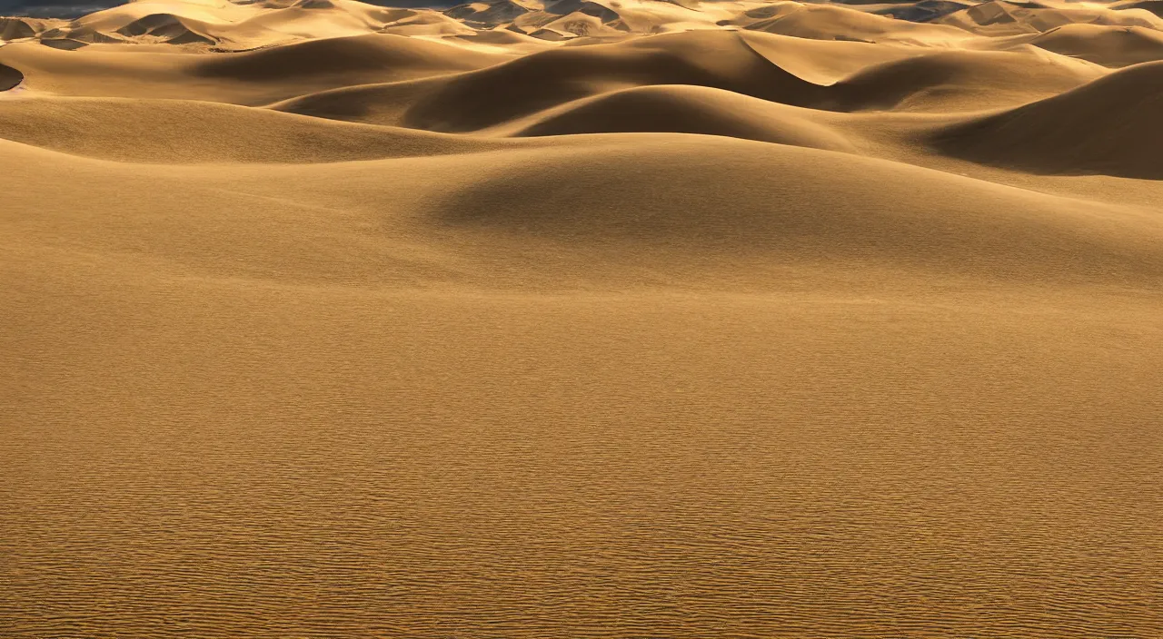 Prompt: bliss windows xp default wallpaper, but overlooking on the desert dunes,