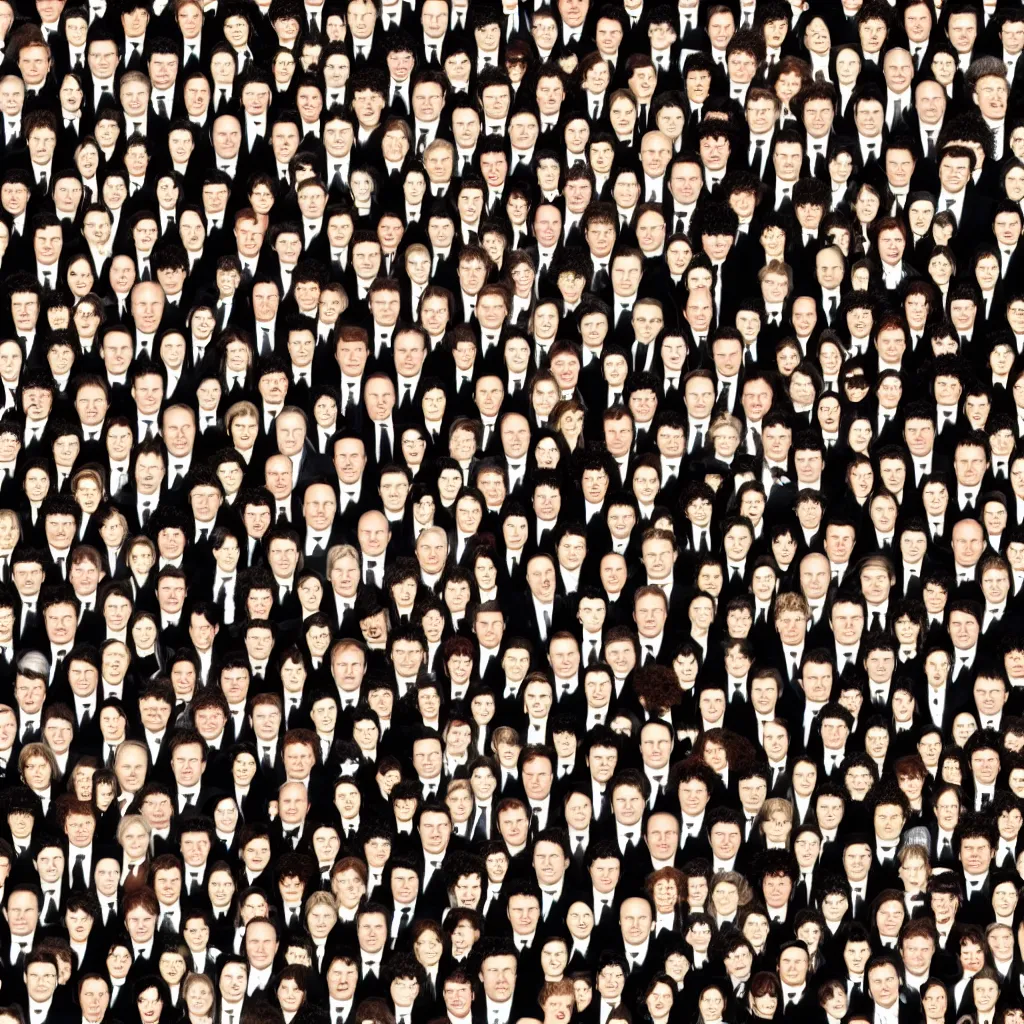 Prompt: top down where's waldo with lots of it crowd