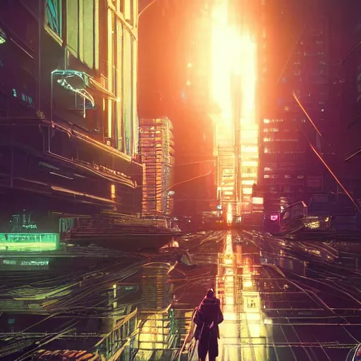 Prompt: highly detailed cyberpunk city at night, in gta v, stephen bliss, unreal engine, fantasy art by greg rutkowski, loish, rhads, ferdinand knab, makoto shinkai and lois van baarle, ilya kuvshinov, rossdraws, tom bagshaw, global illumination, radiant light, detailed and intricate environment