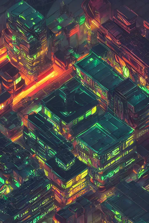 Image similar to cyberpunk buildings with a flight vehicle glowing in the sky, neon sign, bottom view, wide shot, bladerunner, pixiv