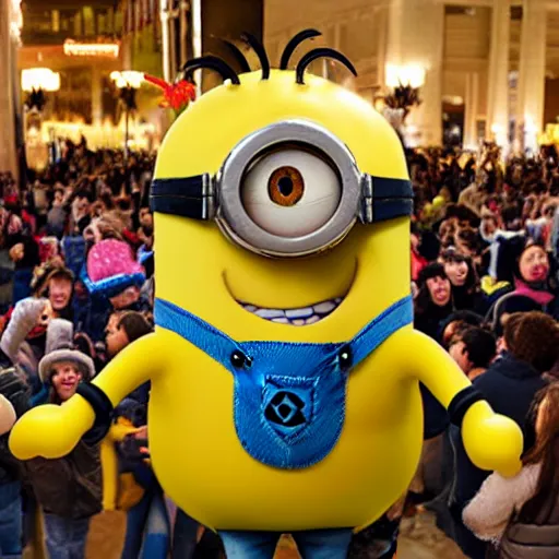 Image similar to minion macys parade thanks giving day balloon float realistic photo