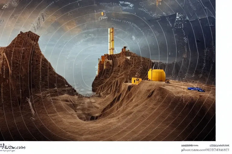 Image similar to favela construction hangar, art nouveau desert environment, industrial factory, cliffs, gloomy, milky way, award winning art, epic dreamlike fantasy landscape, ultra realistic,