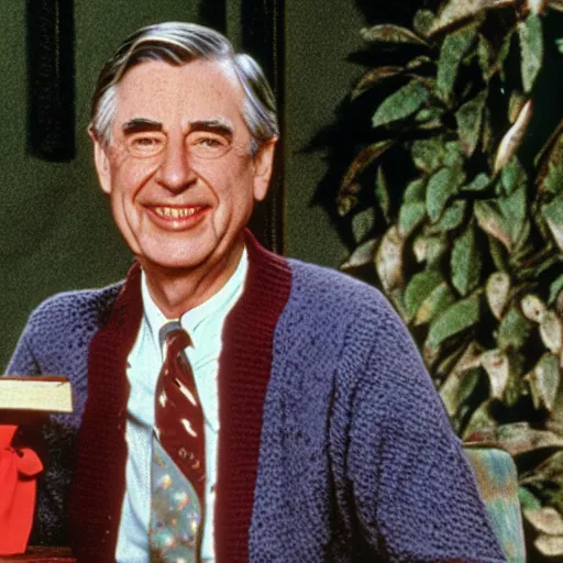 Image similar to mr. rogers visiting the Overlook Lodge