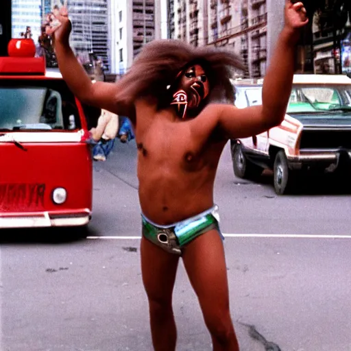 Image similar to Xavier renegade angel 1980s street performer, shot on 35mm film