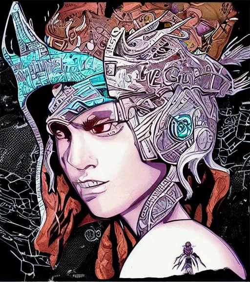 Image similar to “princess of Mars” detailed illustration, character portrait, graffiti art by Martin Grip and Moebius