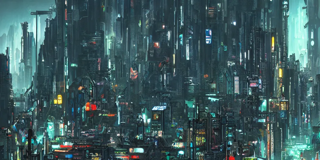 Prompt: cyberpunk cityscape, by jama jurabaev,