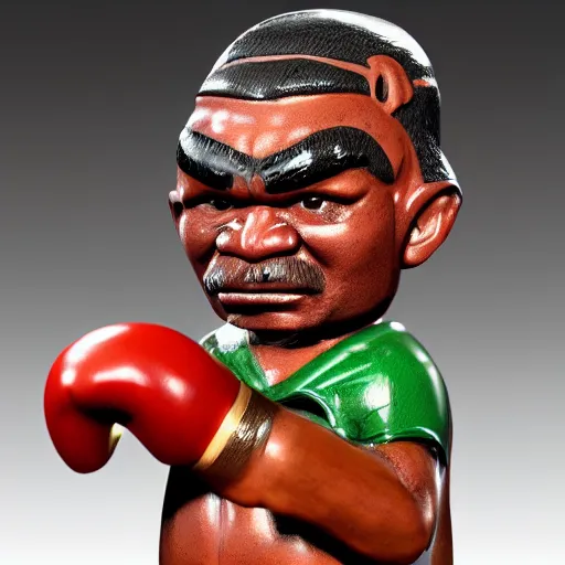 Image similar to a photorealistic photograph of a Trader Vic's Tiki Mug featuring Mike Tyson boxing at bar Trending on Artstation, featured on Behance, well-rendered, Unreal Engine, 4K HD