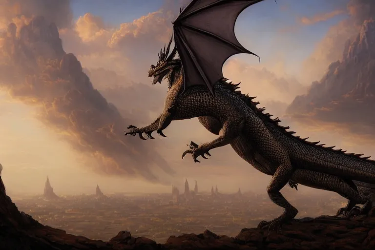 epic fantasy dragon, by caspar david friedrich, matte, Stable Diffusion