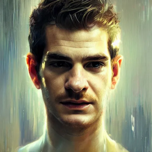 Image similar to andrew garfield, hyperrealistic portrait, bladerunner street, art of elysium by jeremy mann and alphonse mucha, fantasy art, photo realistic, dynamic lighting, artstation, poster, volumetric lighting, very detailed face, 4 k, award winning