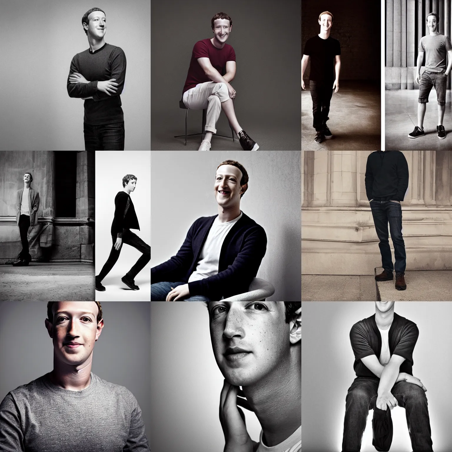 Prompt: Mark Zuckerberg, fashion photography