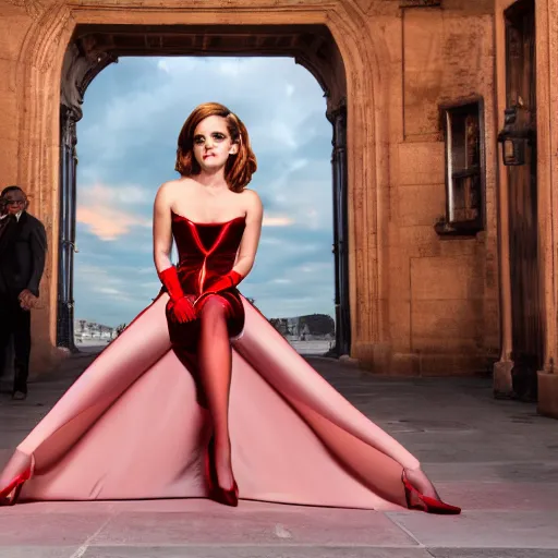 Image similar to Emma Watson as Jessica Rabbit, (Sony a7R IV, symmetric balance, dynamic range, HDR)