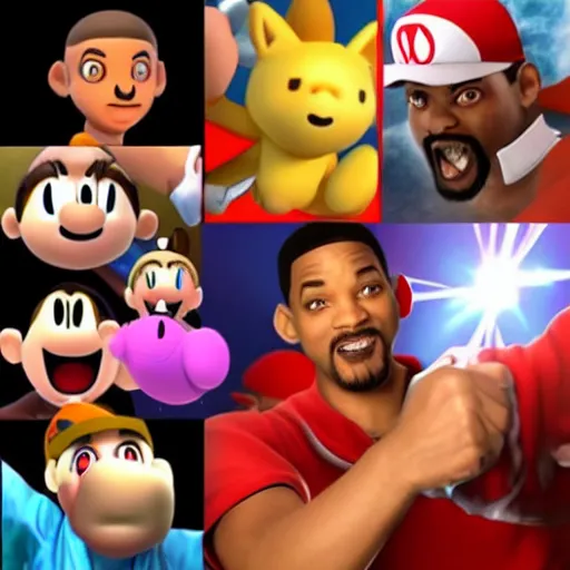 Prompt: Will Smith as a character in Super Smash Bros