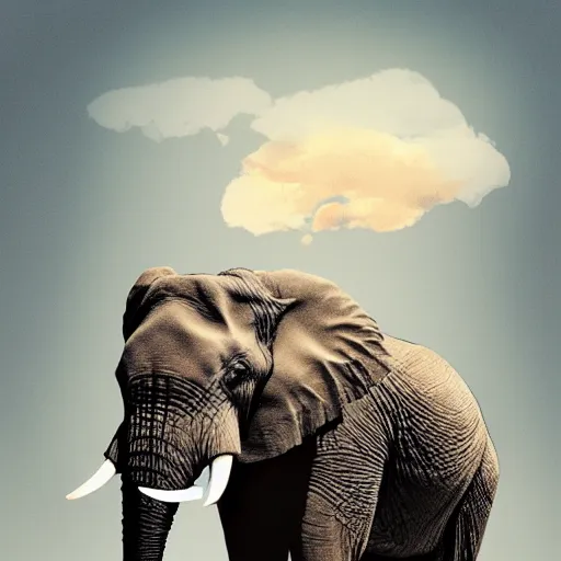 Image similar to an elephant as dust in the air, digital art