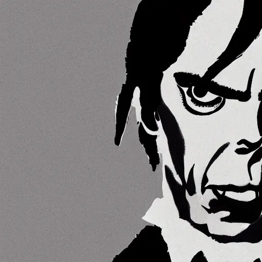 Prompt: nick cave in the style of frank miller