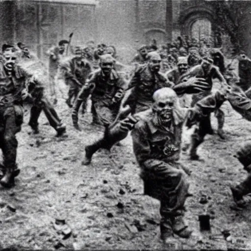 Prompt: nazi zombies, historical photograph