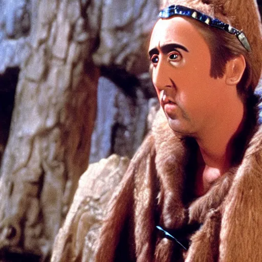 Image similar to nic cage in the sword in the stone, disney,