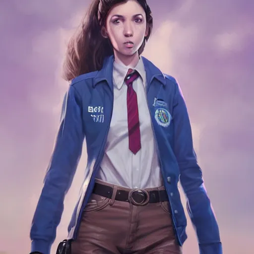 Prompt: portrait of a brunette thin teenager girl with blue eyes wearing school uniform in fallout, light stubble, digital art,photorealistoc,art by greg rutkowski,hyperdetailed,western comic style,comic,comic style,sharp lineart,professional lighting,deviantart,artstation,trevor henderson,rossdtaws,cinematic,dramatic