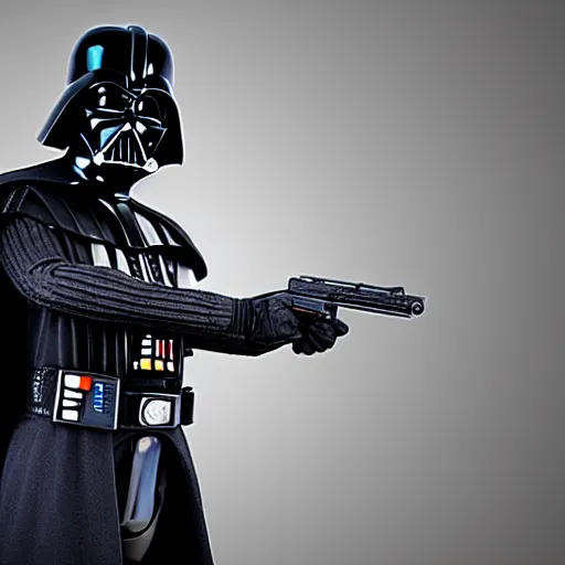 Prompt: darth vader holding a gun