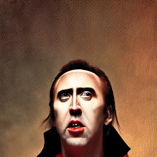 Image similar to nic cage as vampire superman, digital photography, high detail