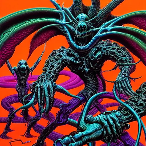 Image similar to thrash metal album cover in the style of wayne barlowe, realistic, insanely detailed, intricate, smooth, airbrush, play-doh art by kenny scharf and philippe druillet