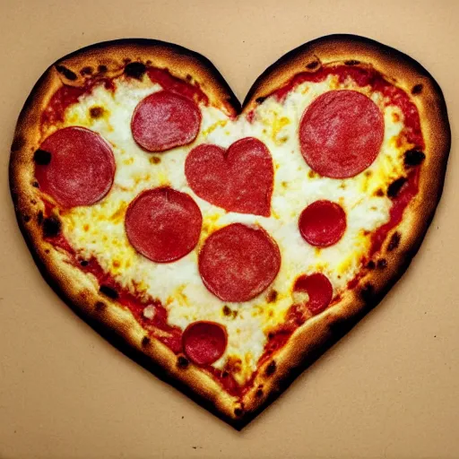 Prompt: pizza heart. hyperdetailed photorealism