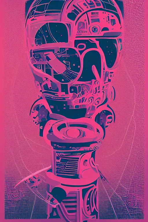 Prompt: futuristic distraction poster by Steve Thomas and Mike beeple Winklemann, screen print