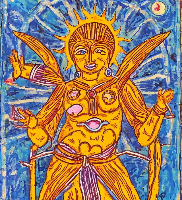 Image similar to tarot godness sun figure , bright love Philadelphia