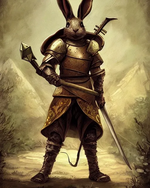 Prompt: Rabbit Knight in medieval setting, detailed digital painting, best of art station