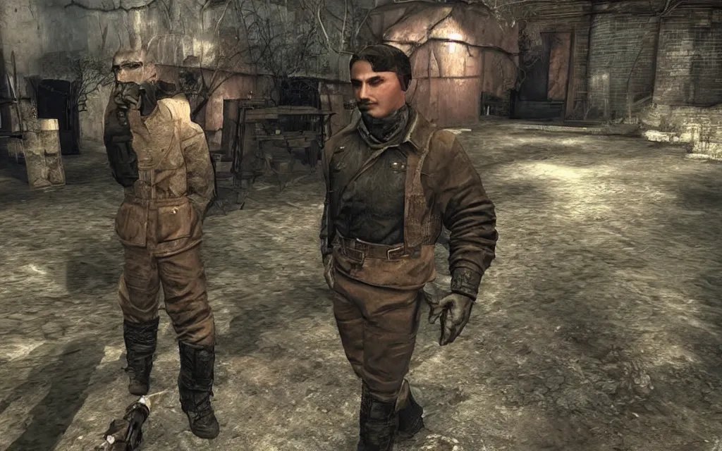 Prompt: young Lech Wałęsa as a shady main character in a bethesda game,