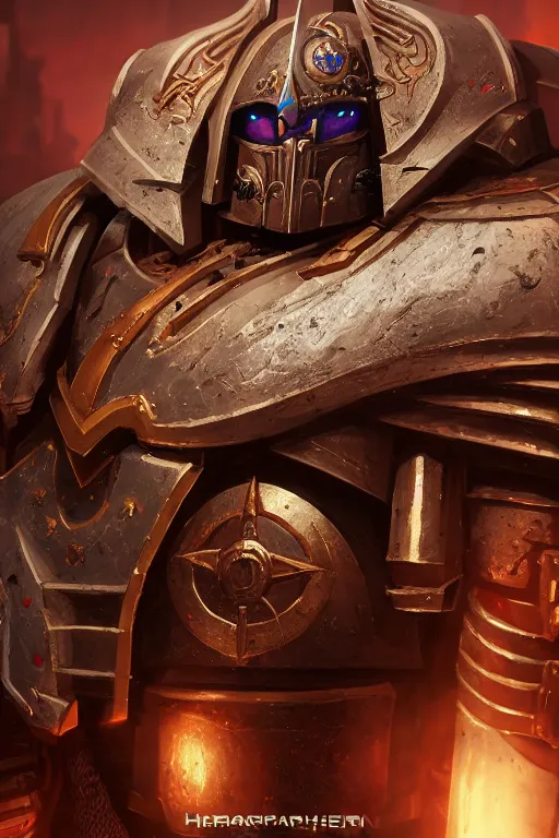 Image similar to armor portrait heros warhammer 4 0 k horus heresy fanart - the primarchs emperor by johannes helgeson animated with vfx concept artist & illustrator global illumination ray tracing hdr fanart arstation zbrush central hardmesh 8 k octane renderer comics stylized