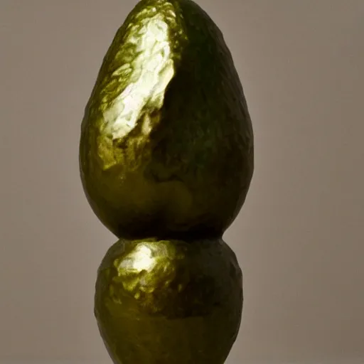 Prompt: a bronze statue of an avocado