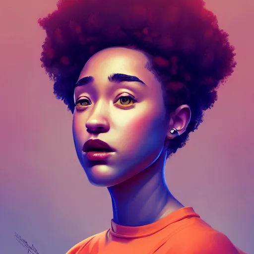 Image similar to an insanely detailed portrait of a beautiful inventor that looks like amandla stenberg with short straight red hair, wearing dorky clothes, in the style of peter mohrbacher, artgerm, dramatic lighting and composition, octane render, trending on artstation, concept art